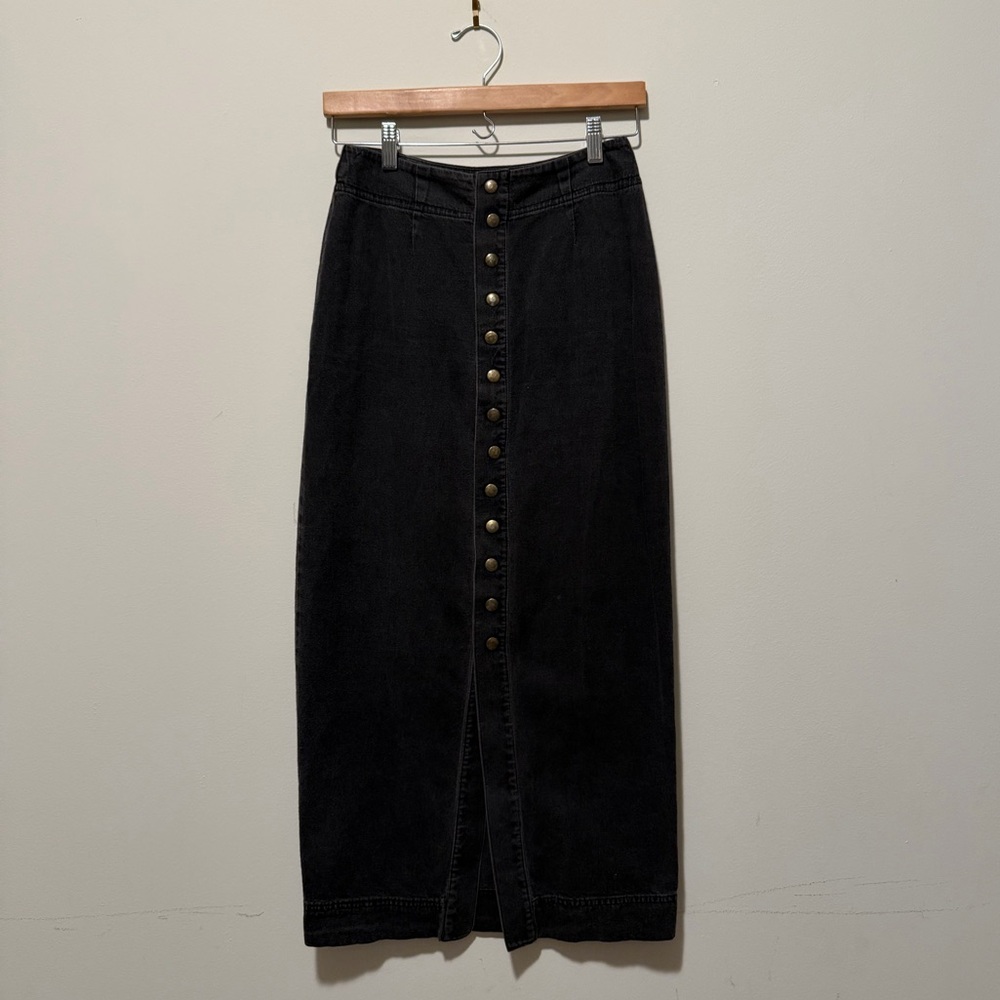 *Vintage* Jan Barboglio Black Button-Down Pencil Skirt